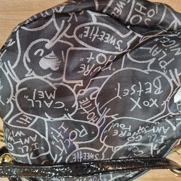 Betsey Johnson Round Floral & Animal Print Crossbody Bag Black, Red, Gold EUC - Picture 9 of 11